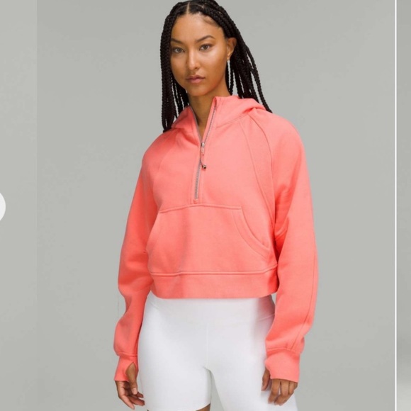 lululemon athletica Raspberry Cream Scuba oversized half zip hoodie - Picture 1 of 6
